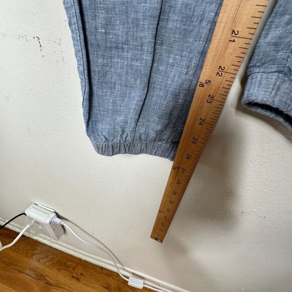 Athleta Chambray Blue Cabo Casual Linen Jogger Pant Tie Waist Front Zip 4 - Picture 15 of 16